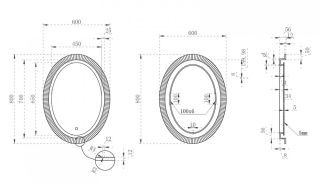 Зеркало с подсветкой ABBER Stein AS6601Blau 60см голубой